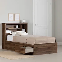 Twin Bed and Headboard Set - Yodi Natural Walnut