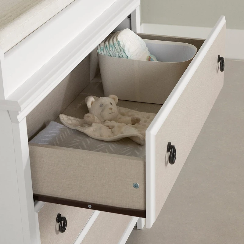 Changing Table with Drawers - Cotton Candy White and Beige