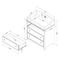 Meuble à langer 3 tiroirs - Cotton Candy Blanc et Beige