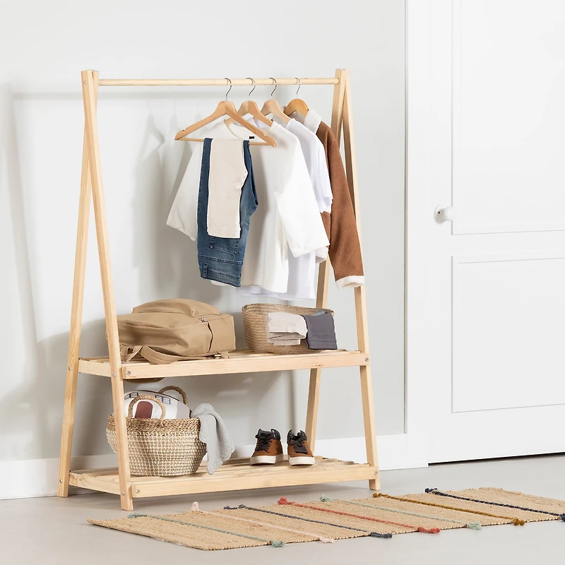 Clothes Rack with Storage Shelves - Sweedi Natural