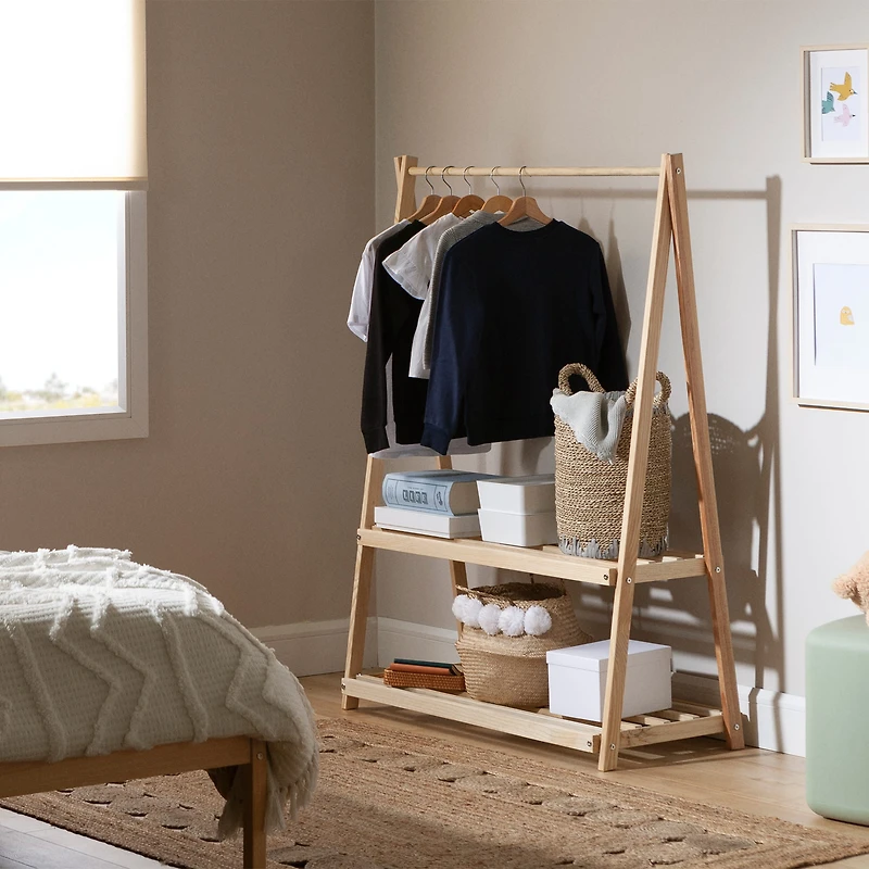 Clothes Rack with Storage Shelves - Sweedi Natural