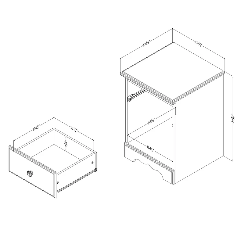1-Drawer Nightstand - Summer Breeze White Pine