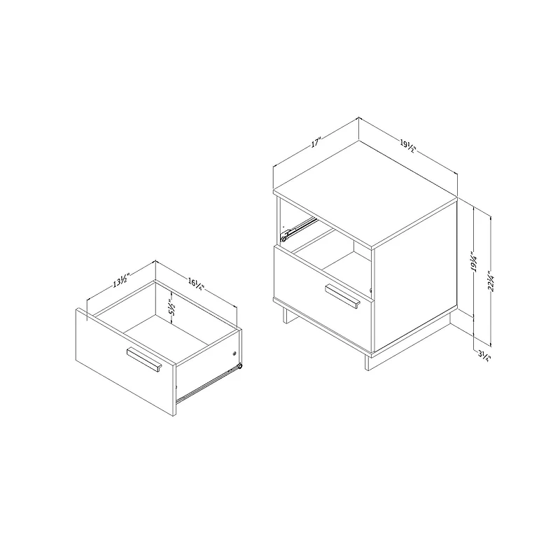 Nightstand with 2 Drawers - Cavalleri Pure White