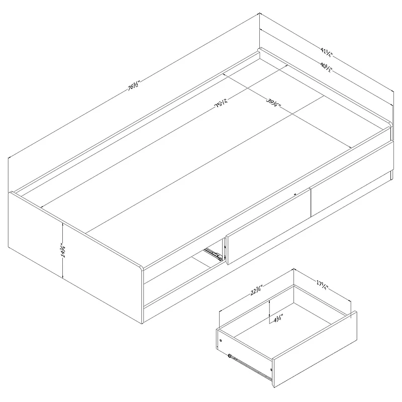 3-Drawer Mates Bed - Noah Bleached Oak