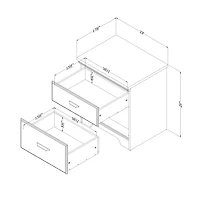 Table de Chevet 2 Tiroirs - Versa Frêne Naturel
