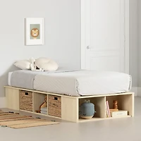 Lit Simple avec paniers de rangement - Avilla Chêne blanchi