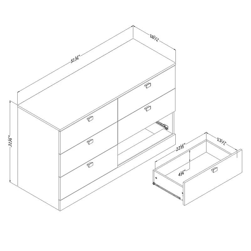 Spark 6 Drawer Chest  - White