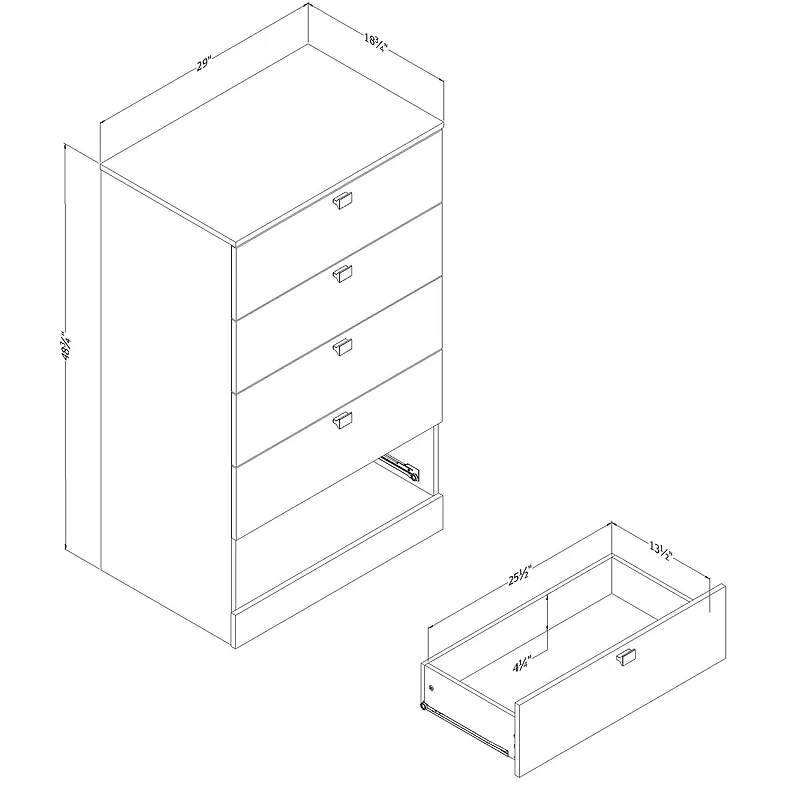 Bureau 5 Tiroirs Spark- Blanc