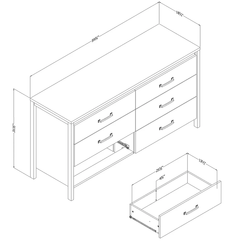 6 Drawer Dresser - Gravity Pure White