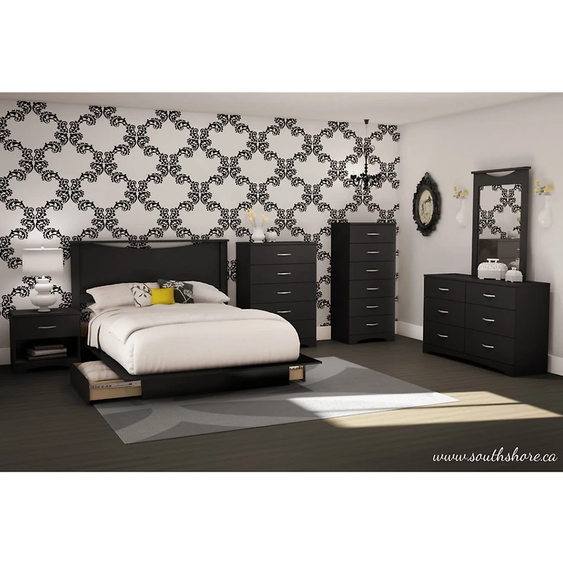Commode 6 Tiroirs Step One - Noir Solide
