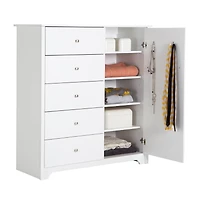 Vito Door Chest with 5 Drawers - Pure White