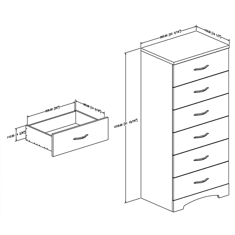 Step One 6-drawer lingerie chest  - Chocolate