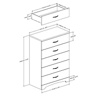 Commode 5 Tiroirs Step One - Blanc Solide