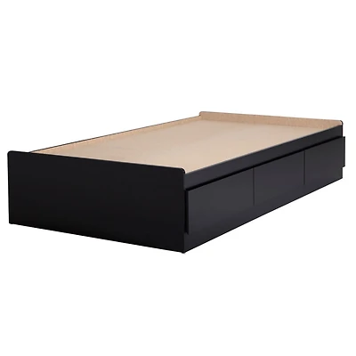 Lit Matelot Simple 3 Tiroirs Vito - Noir Solide