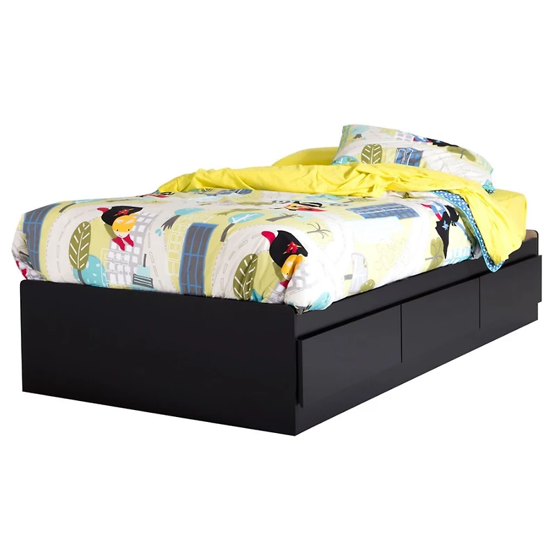 Lit Matelot Simple 3 Tiroirs Vito - Noir Solide