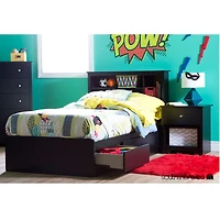 Lit Matelot Simple 3 Tiroirs Vito - Noir Solide