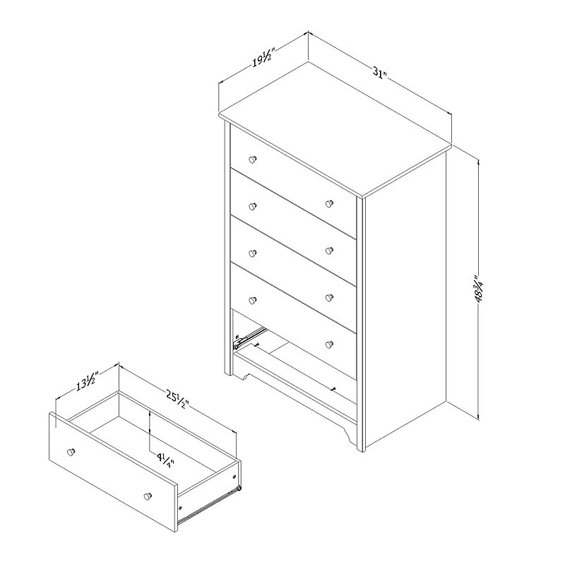 Vito 5-Drawer Chest - Pure Black
