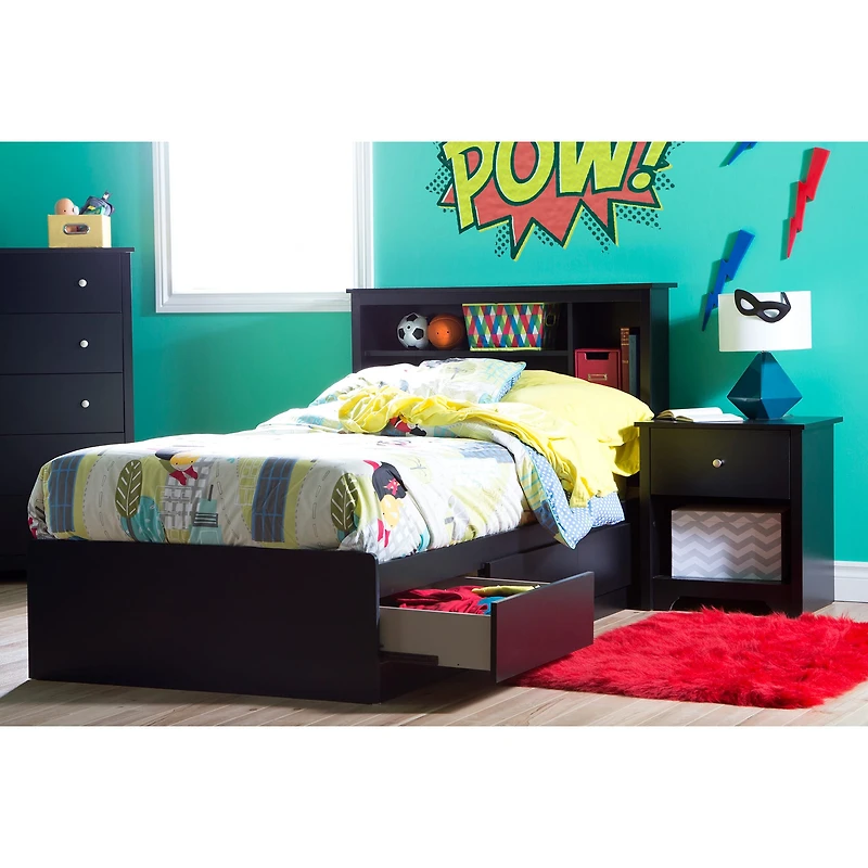 Bookcase Twin Headboard - Vito Pure Black