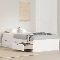 Spark Twin Mates Bed with Drawers - Pure White