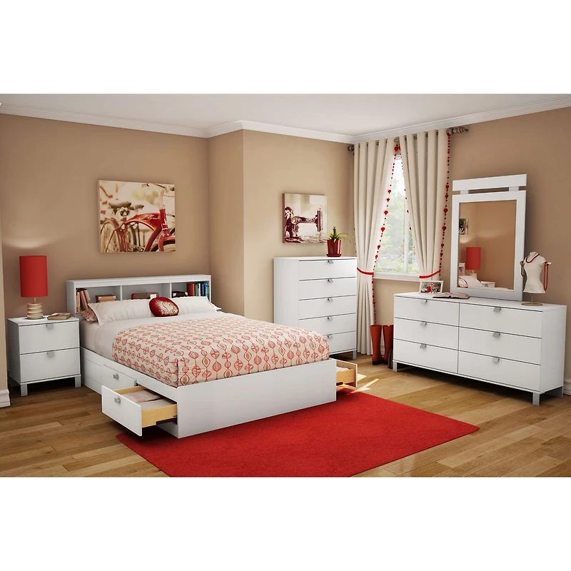 Double Bookcase Headboard Spark - Pure White
