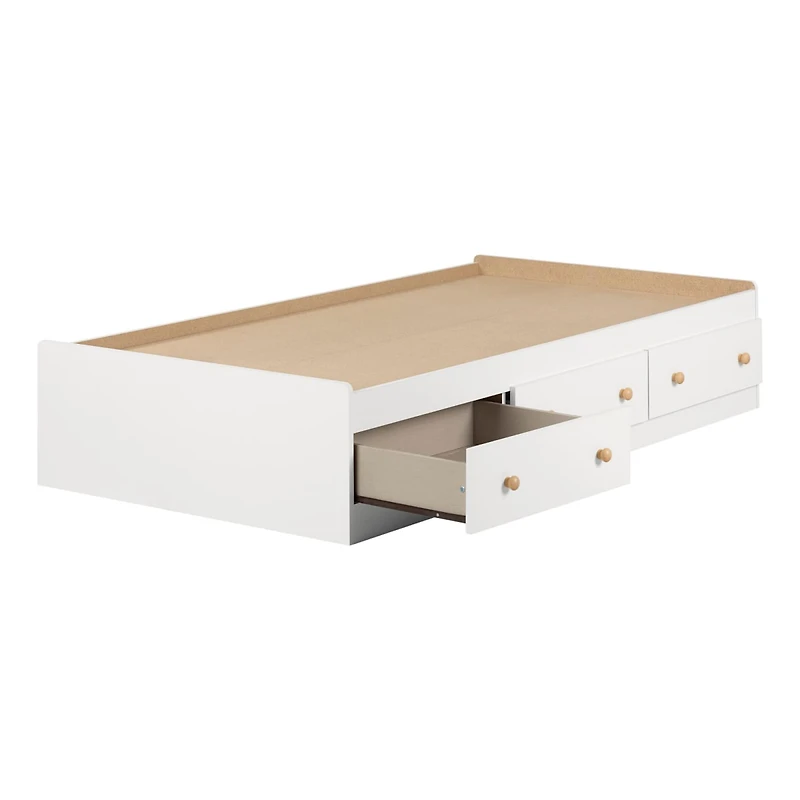 Summertime Twin Mates Bed with 3 Drawers - Pure White