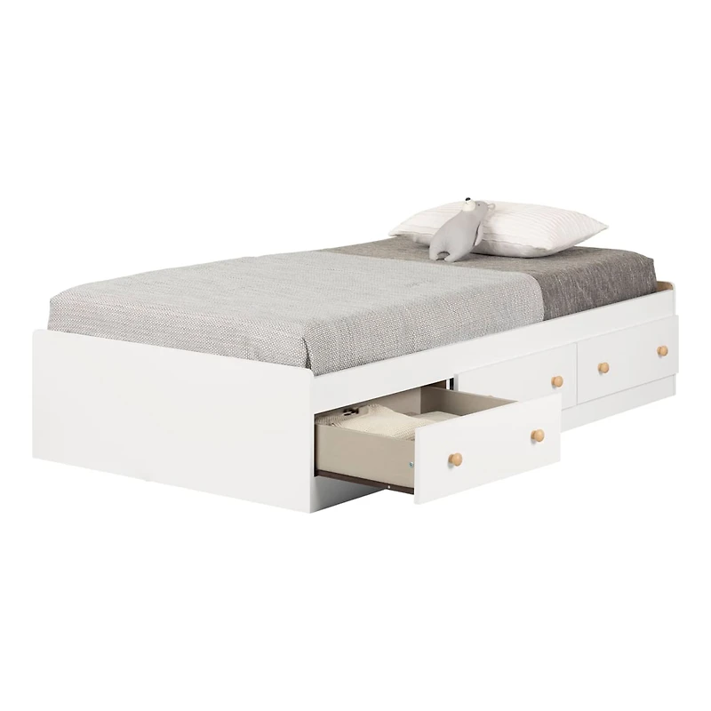 Summertime Twin Mates Bed with 3 Drawers - Pure White