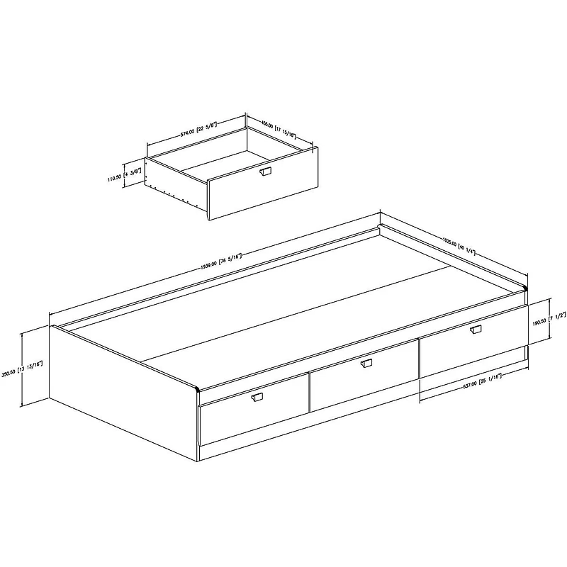 Spark Twin Mates Bed with Drawers