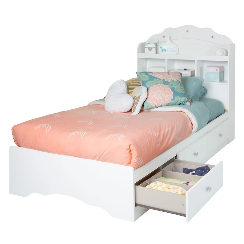 Tête de Lit Simple Bibliothèque Tiara - Blanc Solide