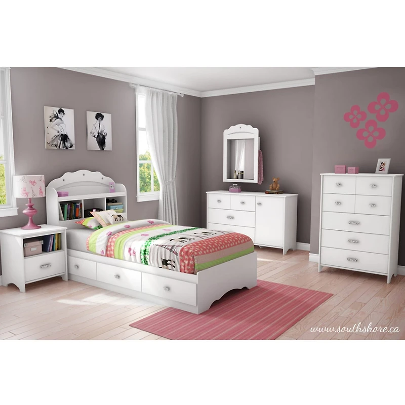 Tête de Lit Simple Bibliothèque Tiara - Blanc Solide