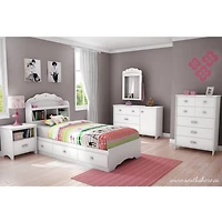 Tête de Lit Simple Bibliothèque Tiara - Blanc Solide