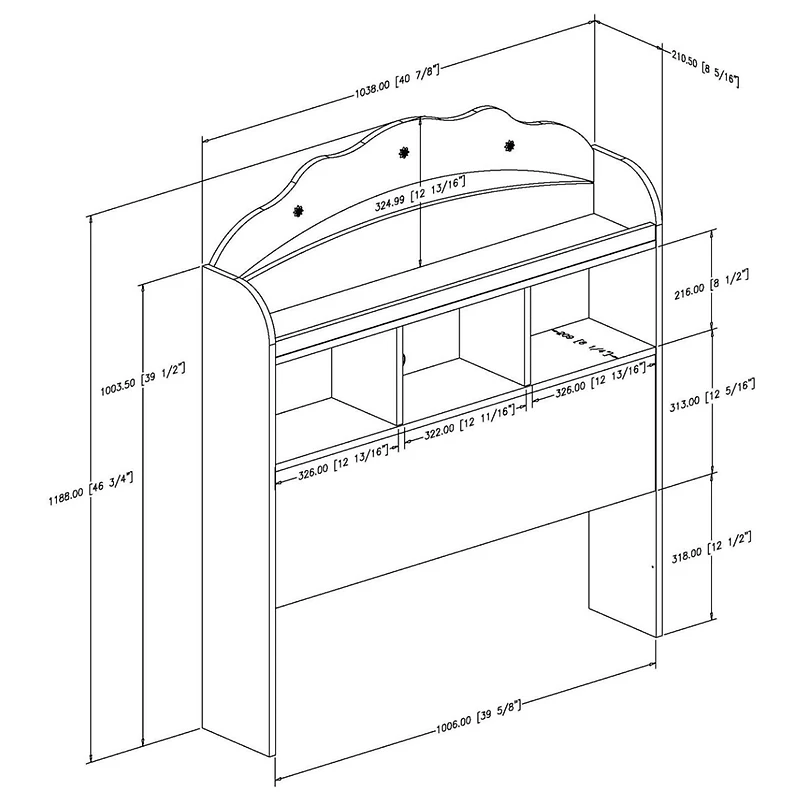 Tiara Twin Bookcase Headboard - Pure White