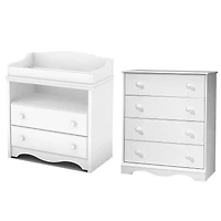 Changing Table and 4-Drawer Chest Set - Angel Pure White