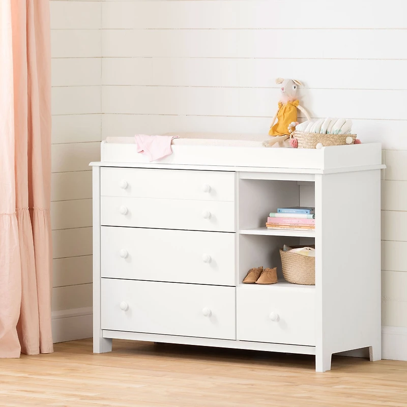 Little Smileys Changing Table with Station - Pure White