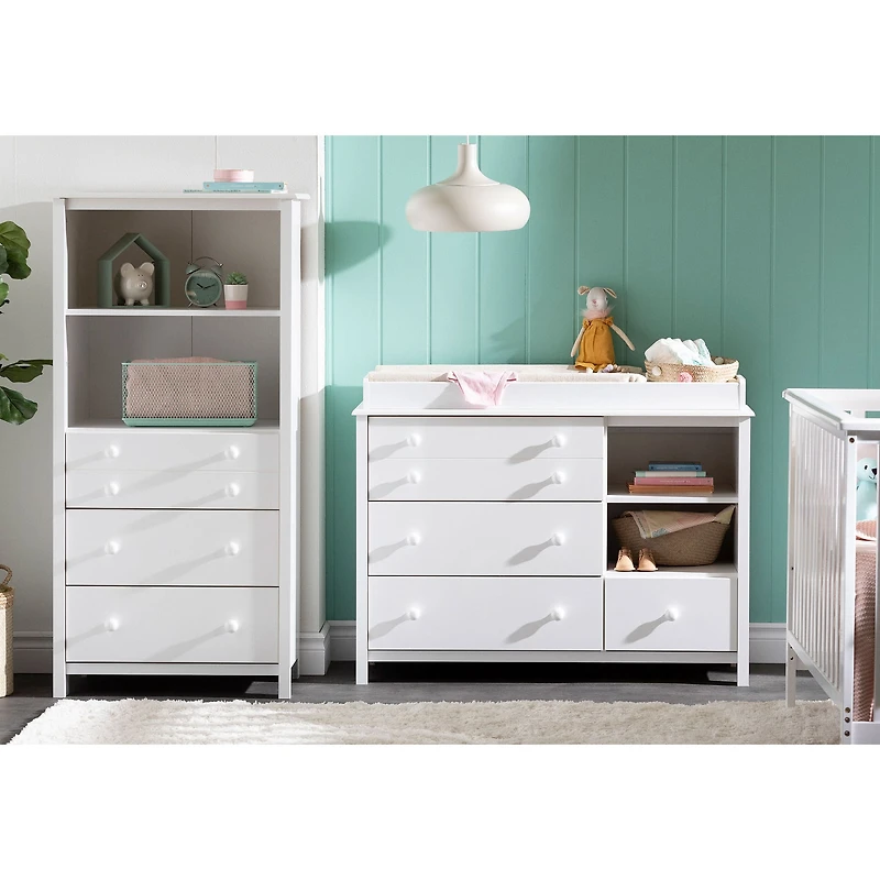 Little Smileys Changing Table with Station - Pure White