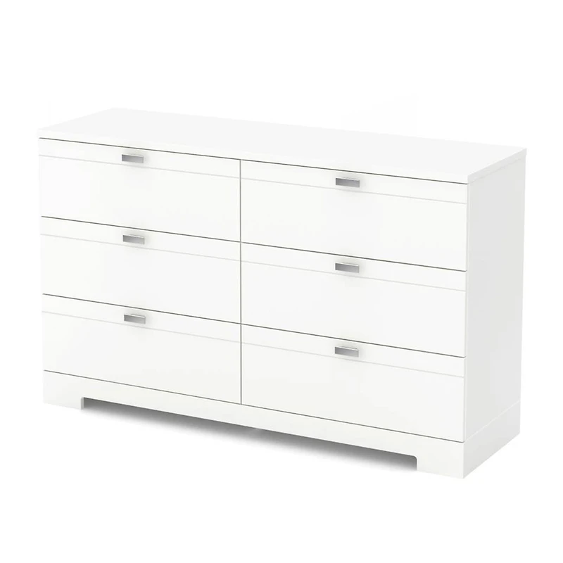 Commode Double 6 Tiroirs Reevo - Blanc Solide