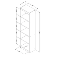 Bibliothèque étroite 5 Tablettes - Axess Blanc Solide