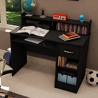 Bureau de Travail avec Support à clavier - Axess Noir Solide