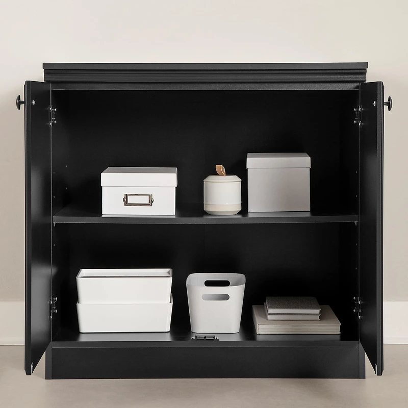 Armoire de Rangement 2 Portes - Morgan Noir Solide