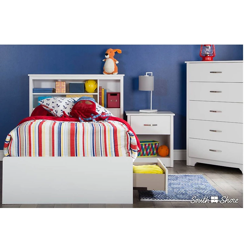 Table de Nuit Fusion avec 1 Tiroir - Blanc Solide