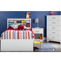 Table de Nuit Fusion avec 1 Tiroir - Blanc Solide