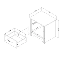 Table de Nuit Fusion avec 1 Tiroir - Blanc Solide