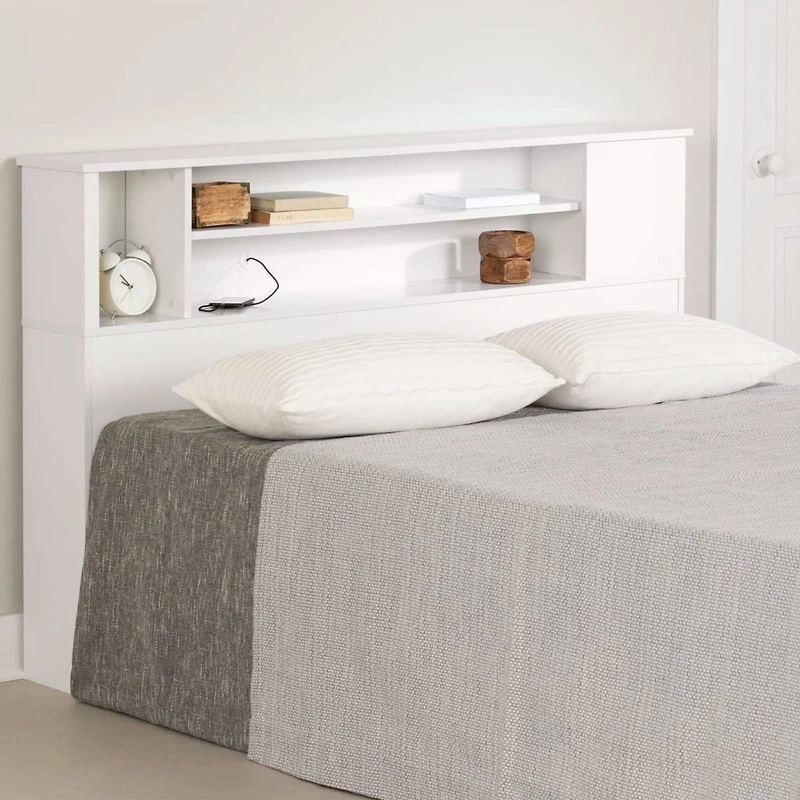 Fusion Double/Queen Bookcase Headboard - Pure White 