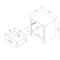 Table de Nuit 1 Tiroir - Fusion Noir Solide