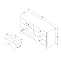 6 drawers chest white fusion