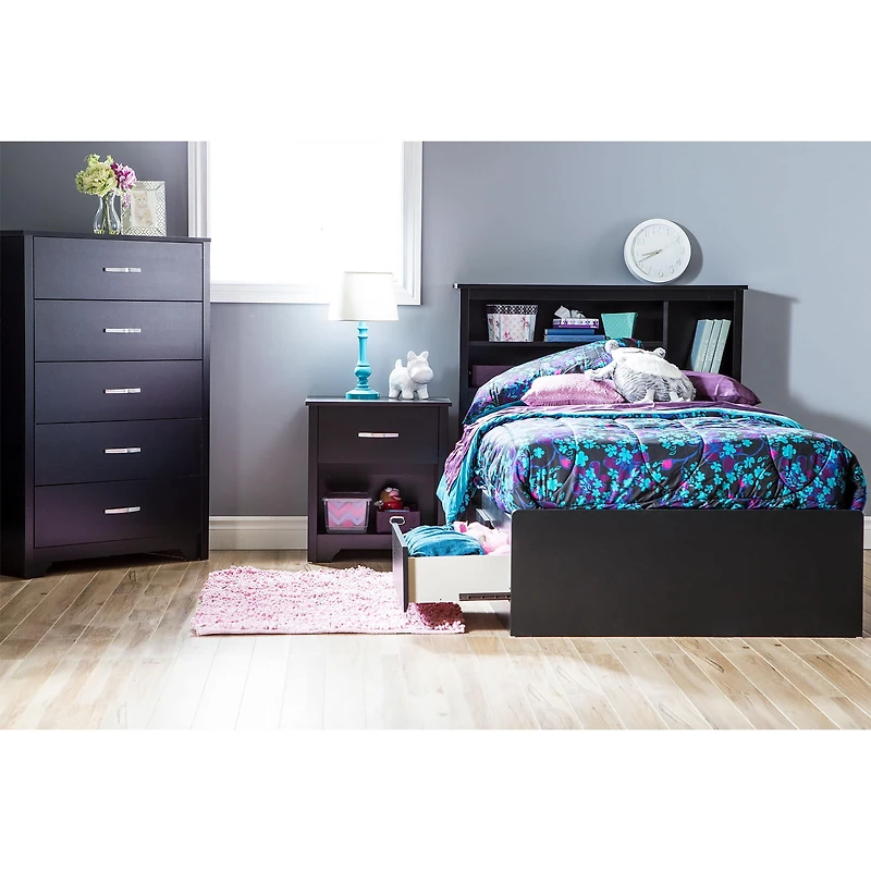 Lit Simple Matelot 3 Tiroirs - Fusion Noir solide