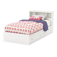 Litchi Twin Bookcase Headboard - Pure White