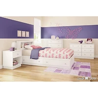 Litchi Twin Bookcase Headboard - Pure White