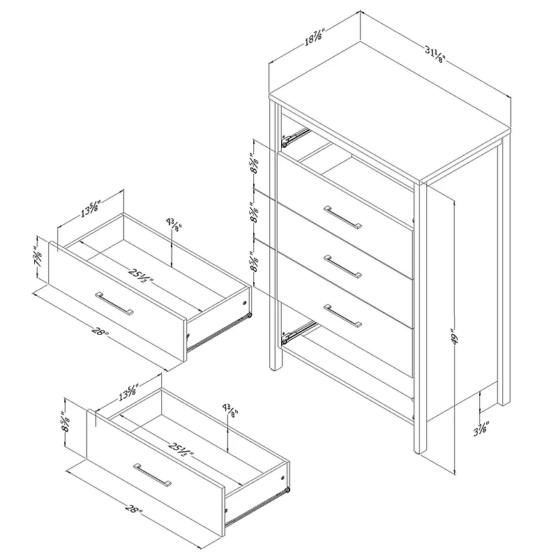 Gravity 5-Drawer Chest Dresser - Gray Maple