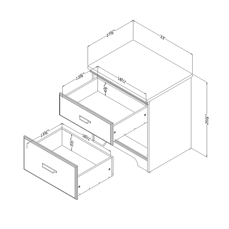 2-Drawer Nightstand - Versa Gray Maple