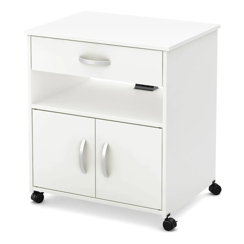 Rangement à Imprimante sur Roulettes - Axess Blanc Solide
